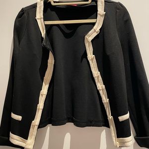 Selling black cotton blazer with cream trim! Perfect for a business casual look